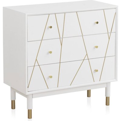Commode blanche laquée design avec détails dorés élégants RECOLLECTION