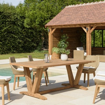Table de jardin pieds en V teck recyclé naturel 220 cm MANY PIER IMPORT