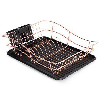 Dish Rack with Tray in Rose/Gold Black TOWER