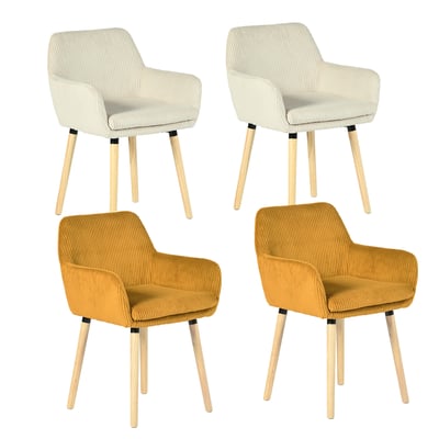 Lot de 4 chaises de salle à manger velours côtelé scandinave, ELIA MEUBLES COSY