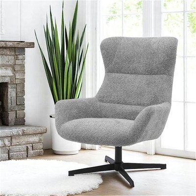 Fauteuil confort pivotant en tissu doux gris foncé BERLIN PIER IMPORT