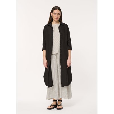 Robe chemise droite noire en lin HUMILITY
