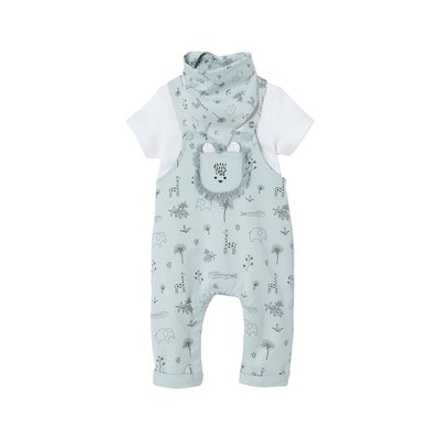 Ensemble 3 pièces naissance salopette + body + foulard VERTBAUDET