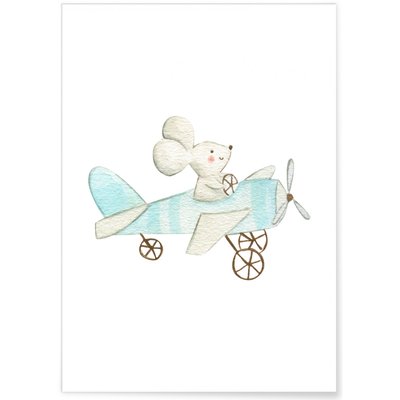 Affiche Enfant Souris Avion L'AFFICHERIE