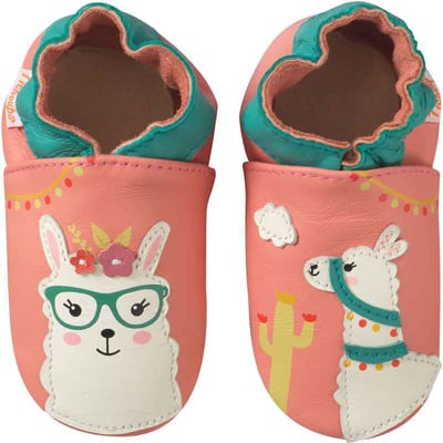 Chaussons bébé cuir souple Léna le lama TICHOUPS