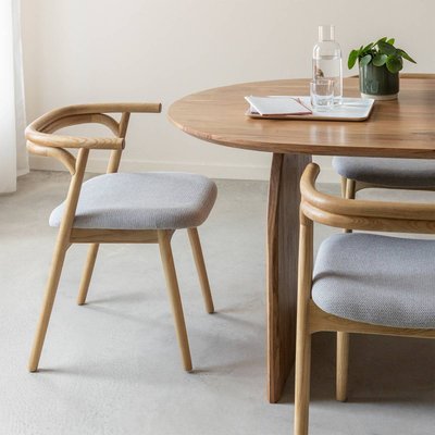 Chaise en bois de orme et tissu gris (lot de 2) ALINE MADE IN MEUBLES 