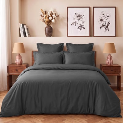 Parure housse de couette satin + 2 taies 65x65 cm VERSALUXE UNI SENSEI MAISON