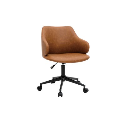 Chaise de bureau à roulettes vintage marron et métal noir HEMMY MILIBOO