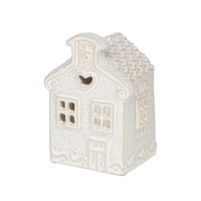 Photophore maison avec détail cœur  H7,9 cm en céramique AMADEUS