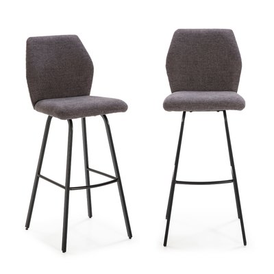 Lot de 2 tabourets en tissu avec pieds en métal noir H75 cm - POL CALICOSY