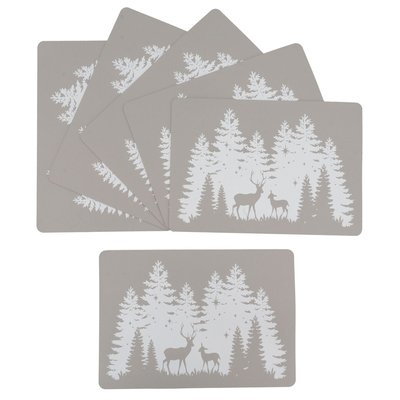 Sets de table rectangulaires en vinyle gris Cerf (lot de 6) AUBRY GASPARD
