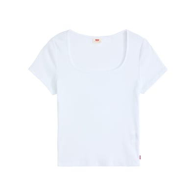 T-shirt en coton blanc uni avec une coupe droite et un col carré LEVI'S