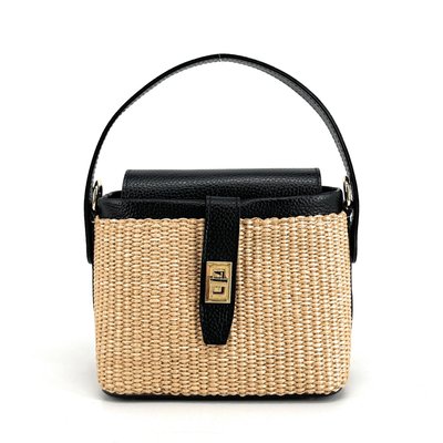 Mini-sac à main en cuir et raphia SIENNA OH MY BAG