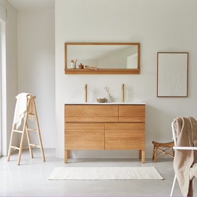 Meuble salle de bain en chêne massif et céramique 120 cm EASY TIKAMOON