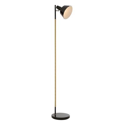 Contemporary Natural Wood and Black Detailing Floor Lamp SO'HOME