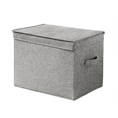 Boîte rangement pliable avec couvercle en tissu effet lin gris - H30 cm CALICOSY