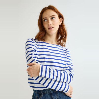 T-shirt manches longues rayé en coton BIO MONOPRIX