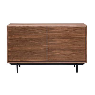 Buffet vintage en bois foncé noyer 2 portes L120 cm MANNY MILIBOO
