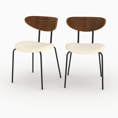 Lot de 2 chaises en velours côtelé et dossier en noyer - JADE MAISON PAVANE