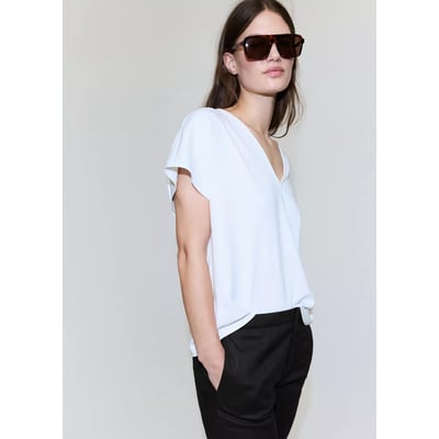 T-shirt coton col en V MANGO