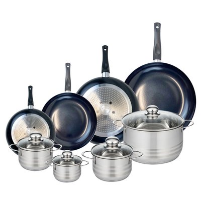Set de 4 poêles 20, 24, 28 et 32 cm et 4 faitouts Prima Brillant ELO