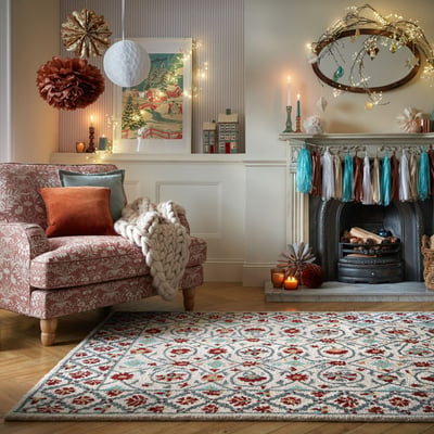 Tapis en laine IRIS Bleu et Rouge FLAIR RUGS