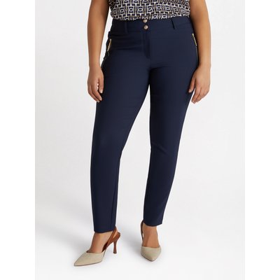 Pantalon skinny en néoprène avec fermetures éclair verticales sur le devant et boutons bijoux FIORELLA RUBINO