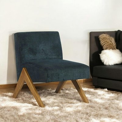 Fauteuil de salon bois et velours bleu SOHO PIER IMPORT