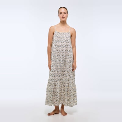 Chemise de nuit longue fines bretelles rayée en coton BIO GOTS MONOPRIX