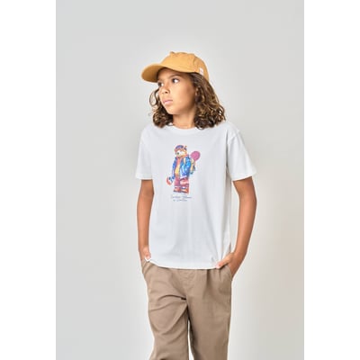 T-shirt confort garçon en 100% coton imprimé ourson snowboard SNOWBEAR DEELUXE