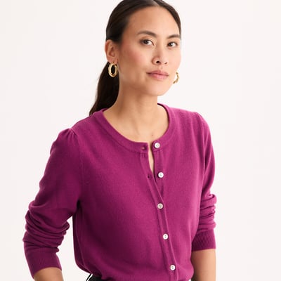 Cardigan col rond, en maille toucher très doux ANNE WEYBURN