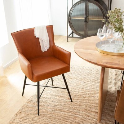 Fauteuil en cuir marron  HIPOLYTE MADE IN MEUBLES 