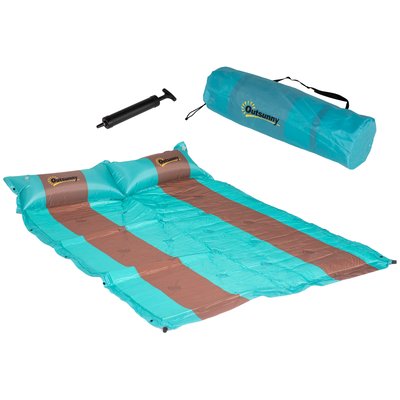 Matelas de camping 2 places autogonflant avec oreillers et sac OUTSUNNY