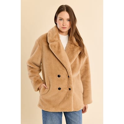 Manteau en tissu duveteux, col tailleur MOLLY BRACKEN