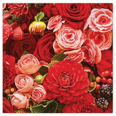 Lot de 20 serviettes en papier renoncules et roses DOUCEUR D'INTÉRIEUR
