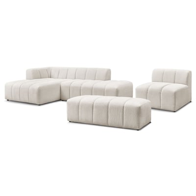 Canapé modulable 5 places en tissu bouclette, ANNECY BOBOCHIC