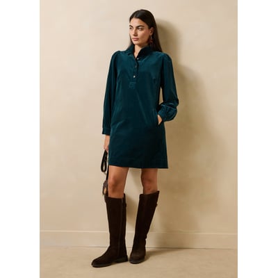 Robe manches longues col montant en velours côtelé LA FEE MARABOUTEE