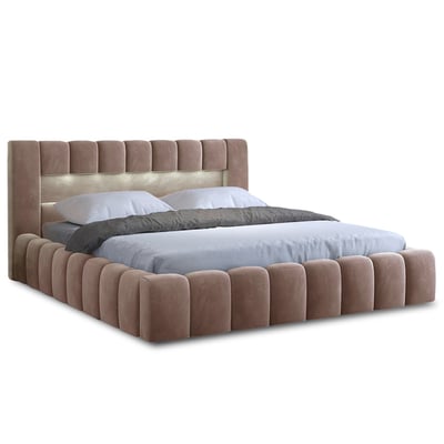 Lit coffre avec led sommier inclus en velours, CLEO LISA DESIGN