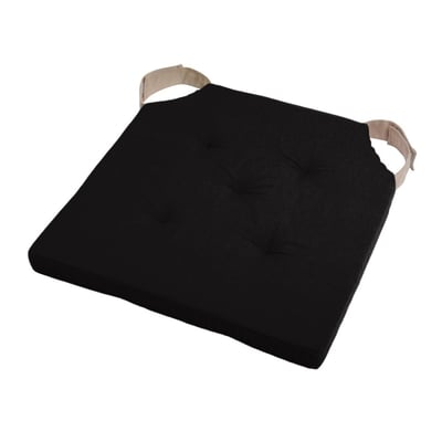 Lot De 4 Galettes De Chaise Duo Velcro 38x38 Noir Lin DECORATIE
