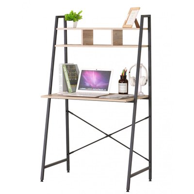 Bureau étagère en bois et métal noir - 84x45.5x142cm URBAN LIVING