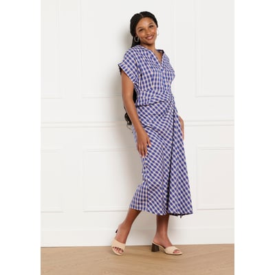 Robe midi drapée à carreaux LOLALIZA