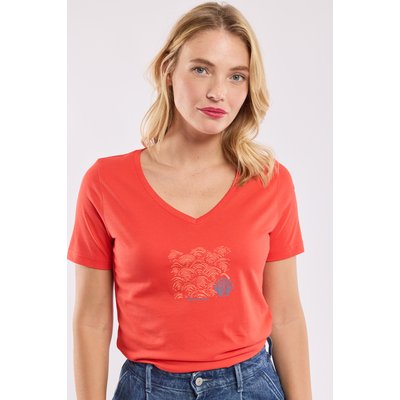 T-shirt col V homard fleuri - coton léger ARMOR-LUX