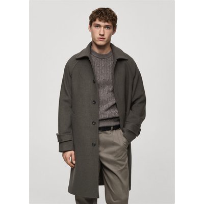 Manteau long laine recyclée MANGO MAN