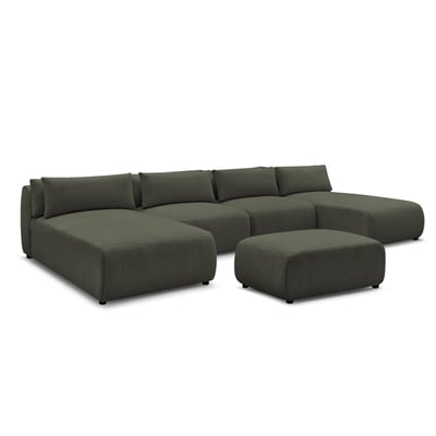 Canapé modulable 5 places en tissu chiné, JANA BOBOCHIC
