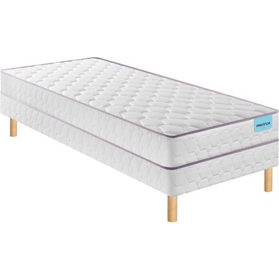 Ensemble matelas ressorts ensachés NATTY, sommier TWIST et pieds MERINOS