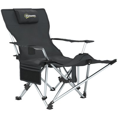 Chaise de camping pliante repose-pied amovible sac OUTSUNNY