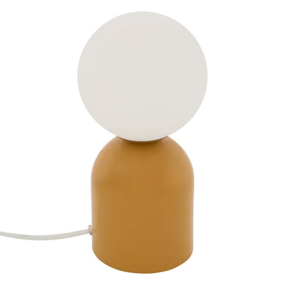 Lampe à poser avec globe opalin et base en acier ATMOSPHERA