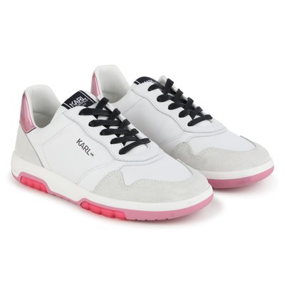 Baskets basses en cuir de vachette KARL LAGERFELD KIDS