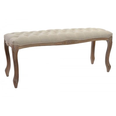 Banquette Capitonnée Classique Bois Naturel et Polyester Beige WADIGA