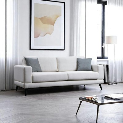 Canapé 3 places beige crème - style contemporain VENCE PIER IMPORT